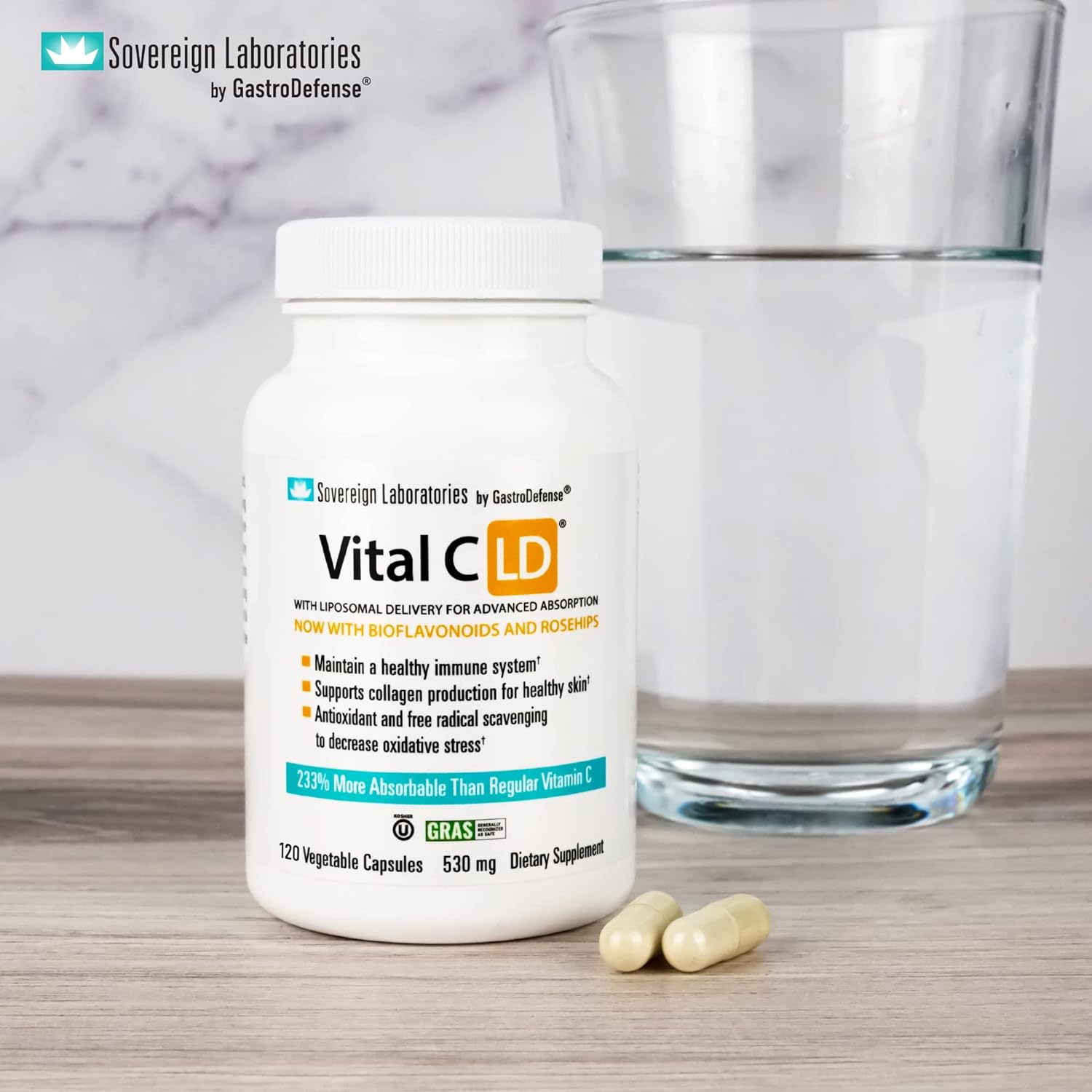 Vital C-LD - Enhanced Liposomal Vitamin C - 530mg Capsules - 120 Count فيتامين سي عالي التركيز والامتصاص 530مجم عبوه 120 كبسوله - Image 3
