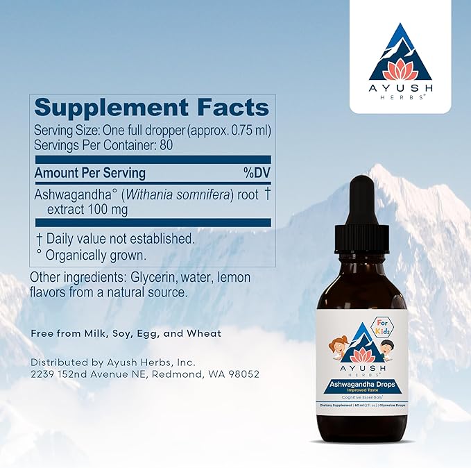 Ayush Herbs Ashwagandha Kids’ Drops, Ayurvedic Supplement to Support Calm and Cognitive Function for Kids, Alcohol-Free Herbal Drops, 2 Fluid Ounces - Image 7