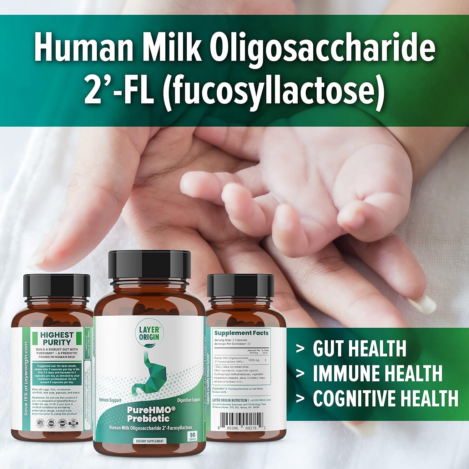 Layer Origin | PureHMO Human Milk Oligosaccharide (HMO 2'-FL) Prebiotic - Feed 180 Billion Probiotics/Serving, 30-Day Supply - Image 5