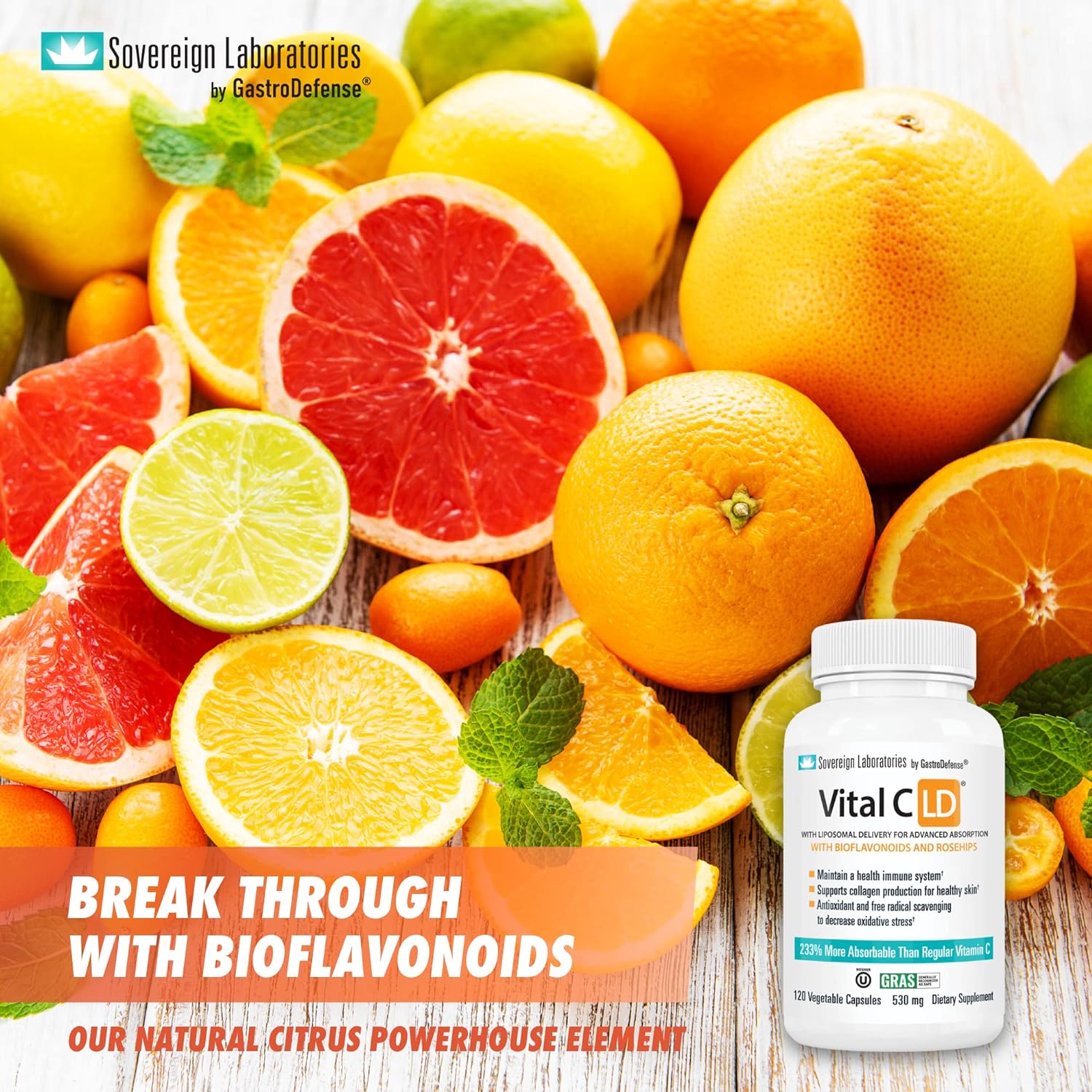 Vital C-LD - Enhanced Liposomal Vitamin C - 530mg Capsules - 120 Count فيتامين سي عالي التركيز والامتصاص 530مجم عبوه 120 كبسوله - Image 2