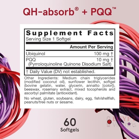Jarrow Formulas QH-absorb + PQQ – 100 mg Ubiquinol – Up to 60 Servings (Softgels)