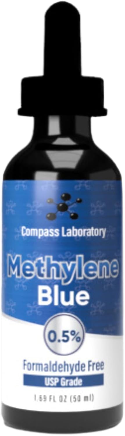 Compass Laboratory Methylene Blue 0.5% | 50ml Glass Dropper Bottle | No Formaldehyde