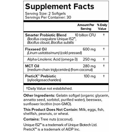 Smarter Gut Health Probiotics - Superior Digestive & Immune Support from 100% Soil-Based Probiotic - Includes Premium Prebiotic Preticx to Help Keep Good Bacteria Healthy & Growing (30 Servings)