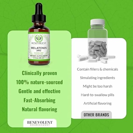 Liquid Melatonin for Kids and Adults 3mg - 2 Month Supply Natural Sleep Aid Drops - Berry Vanilla Flavor & Made in USA - Tincture Helps Fall Asleep Faster & Stay Asleep Longer - Children Friendly