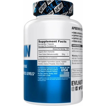 Evlution Pure Apigenin Supplement from Chamomile Extract -