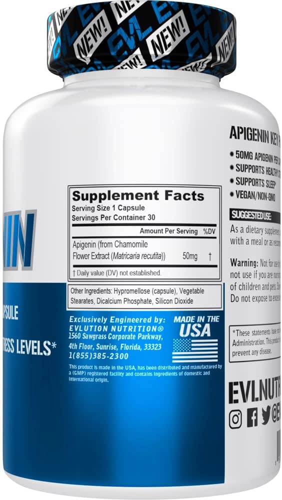 Evlution Pure Apigenin Supplement from Chamomile Extract -