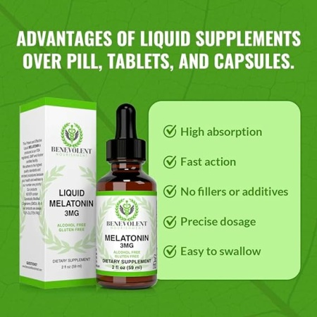 Liquid Melatonin for Kids and Adults 3mg - 2 Month Supply Natural Sleep Aid Drops - Berry Vanilla Flavor & Made in USA - Tincture Helps Fall Asleep Faster & Stay Asleep Longer - Children Friendly