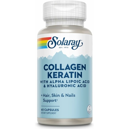 SOLARAY Collagen Keratin with Alpha Lipoic Acid and Hyaluronic Acid - Type I, II and III Collagen Pills - Hair, Skin, Nails, and Joint Health Support - 30 Servings, 60 Capsules