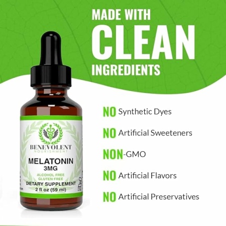 Liquid Melatonin for Kids and Adults 3mg - 2 Month Supply Natural Sleep Aid Drops - Berry Vanilla Flavor & Made in USA - Tincture Helps Fall Asleep Faster & Stay Asleep Longer - Children Friendly