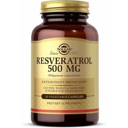 Solgar Resveratrol 500 mg, 30 Vegetable Capsules - Antioxidant Protection - Gluten Free, Dairy Free - 30 Servings