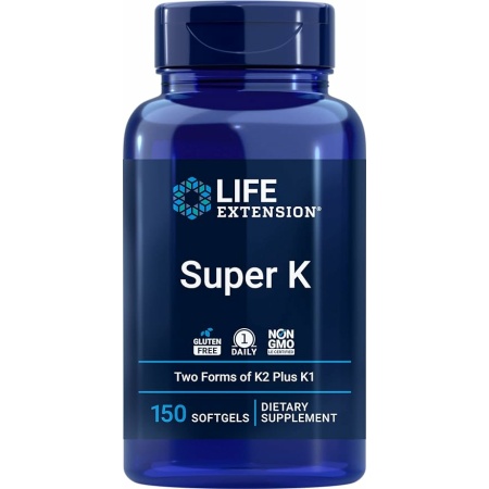 Life Extension Super K, 150 Softgels, with Vitamin K1 and K2 - MK4 & MK7