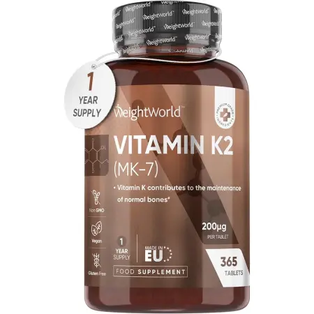 WeightWorld, Vitamin K2 MK7 200mcg, 365 Tablets