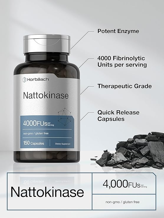 Nattokinase Supplement 4000 FU 150 Capsules Non-GMO, Gluten Free by Horbaach