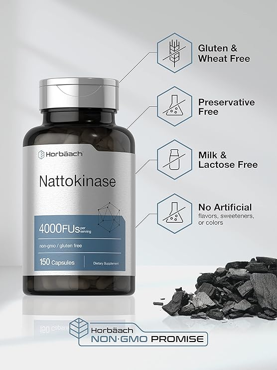 Nattokinase Supplement 4000 FU 150 Capsules Non-GMO, Gluten Free by Horbaach
