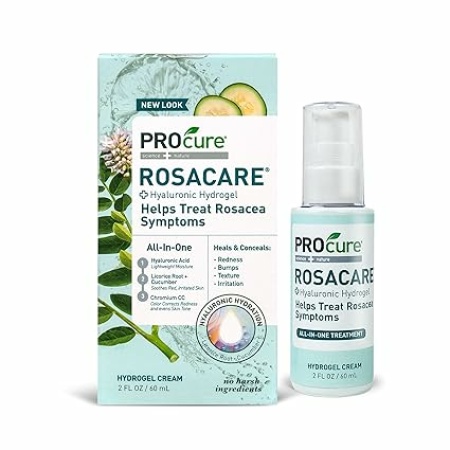 PROcure Rosacare Medicated Redness Reduction CC Face Cream, Hyaluronic Hydrogel for Rosacea Symptoms, 2 Ounce