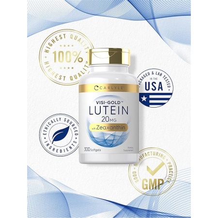 Carlyle Lutein and Zeaxanthin 20mg | 300 Softgels | Eye Health Vitamins | Non-GMO & Gluten Free Supplement
