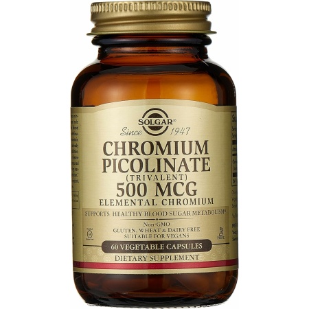 Solgar Chromium Picolinate 500 mcg, 60 Vegetable Capsules