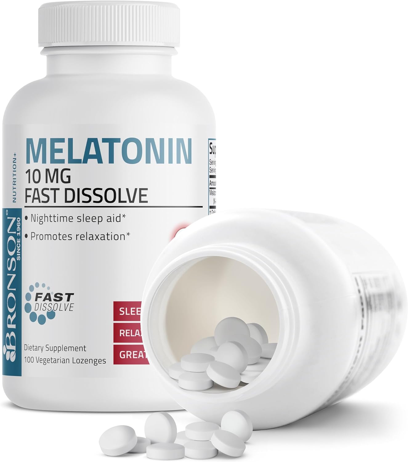 Bronson Melatonin 10mg Fast Dissolve Cherry Flavored Tablets Vegetarian