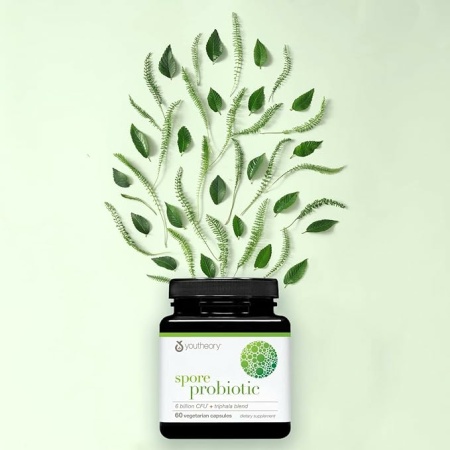 Youtheory Spore Probiotic for Digestive Health | Probiotics for Women and Men, No Refrigeration Required | 60 Capsules