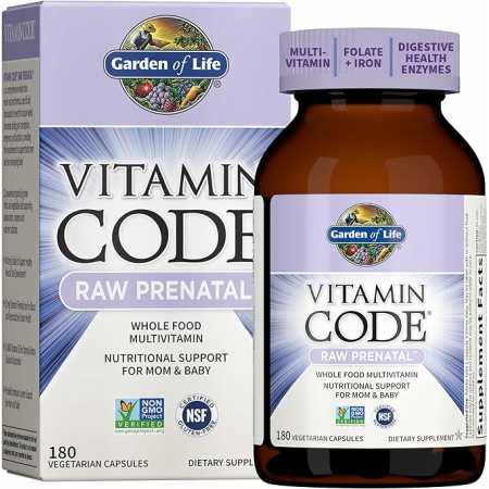 Garden of Life Prenatal Multivitamin for Women from Whole Foods with Biotin, Iron & Folate not Folic Acid, Probiotics for Immune Support - Vitamin Code Raw - Pregnancy Must Haves - 180 capsules