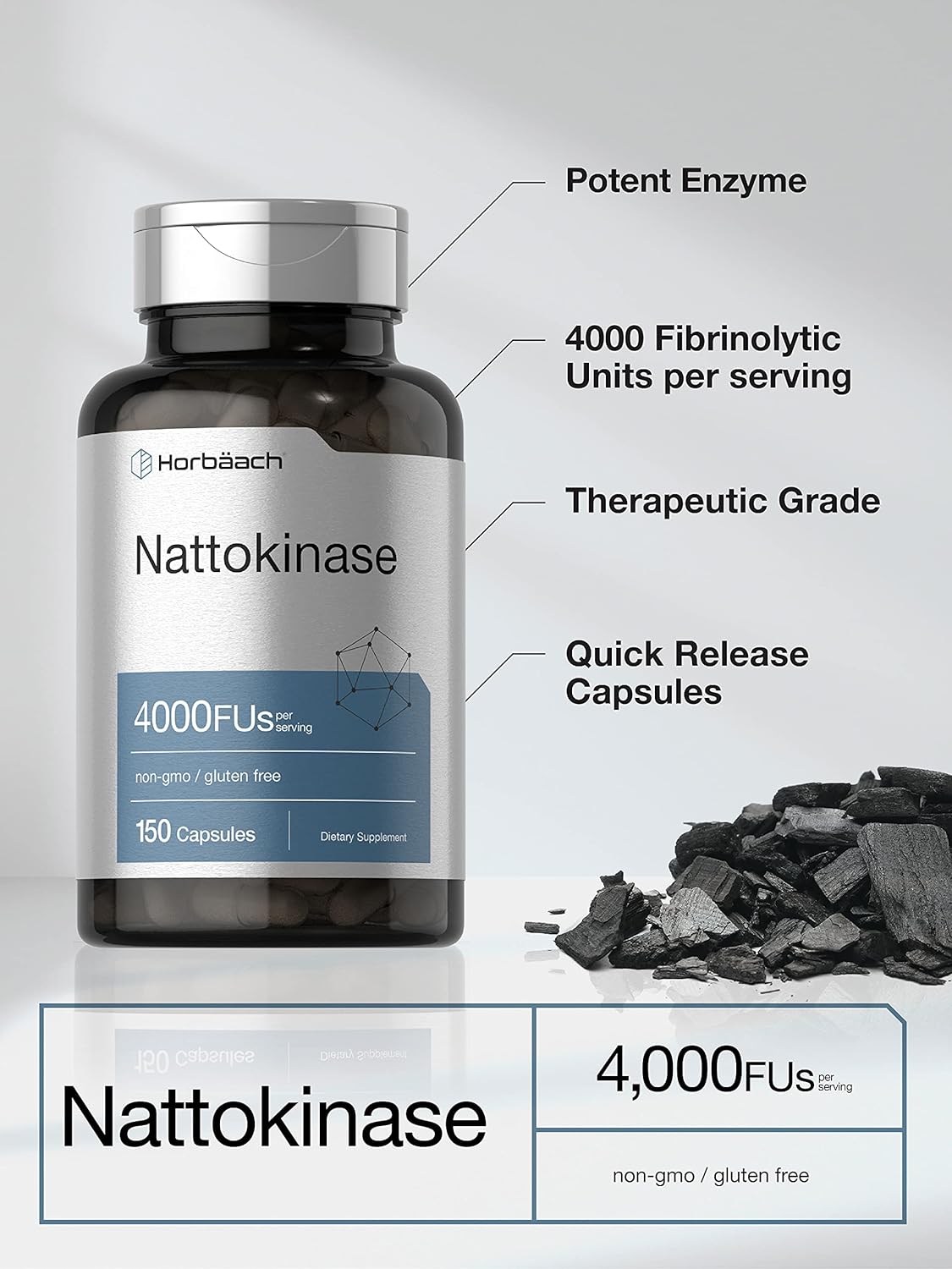 Horbaach | Nattokinase 4000 FU | 150 Capsules - Image 3