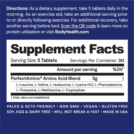 BodyHealth PerfectAmino Essential Amino Acids Supplement, Ingredients