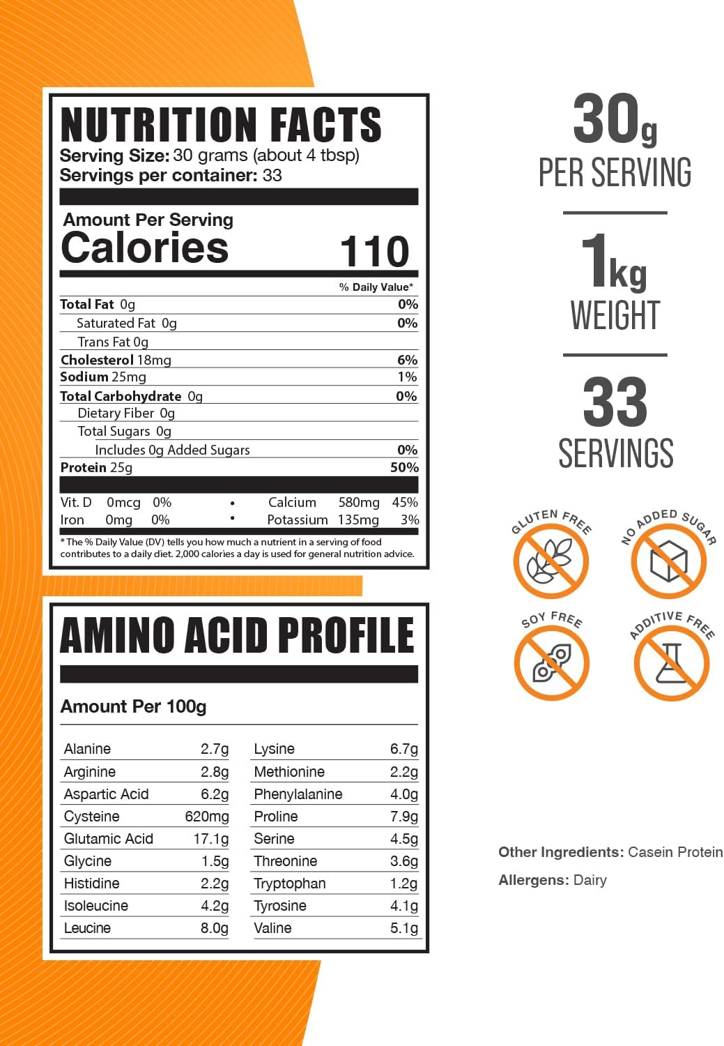 BULKSUPPLEMENTS Casein Protein Powder - Micellar Casein Powder, 30g per Serving - Image 2