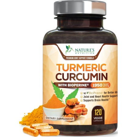 Nature's Nutrition Turmeric Curcumin with BioPerine – 1950mg, 120 Capsules