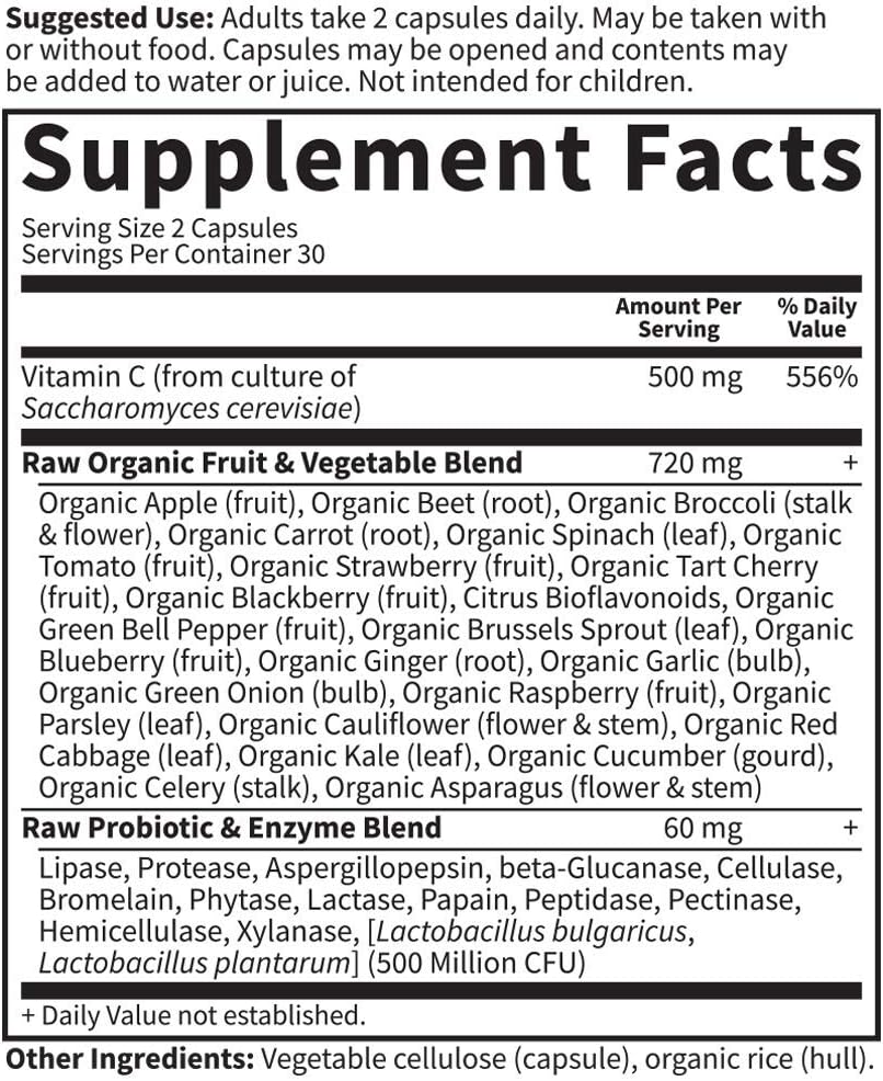 Whole Food Raw Vitamin C 500mg | Garden of Life Natural Supplements | 60 Capsules - Image 5