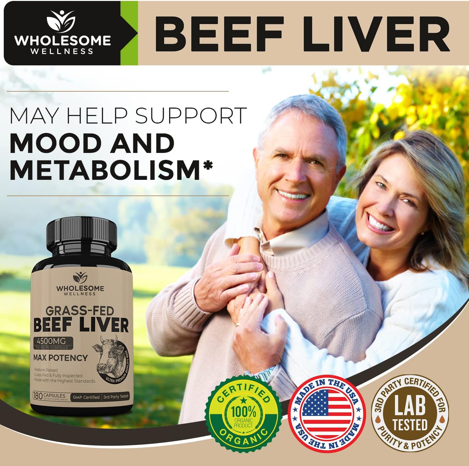 Wholesome Wellness Grass Fed Desiccated Beef Liver Capsules,180 Pills, 750mg - Image 8