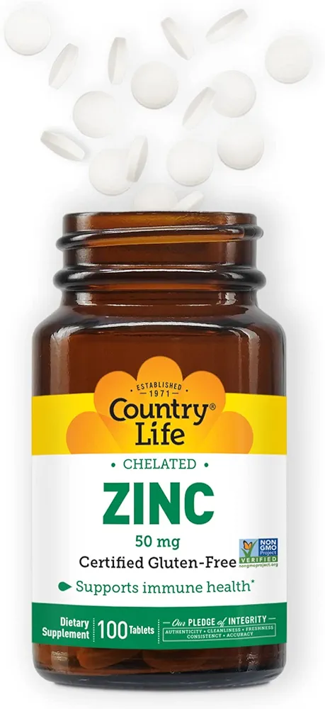 Country Life - Chelated Zinc, 50 mg - 100 Tablets - Image 3