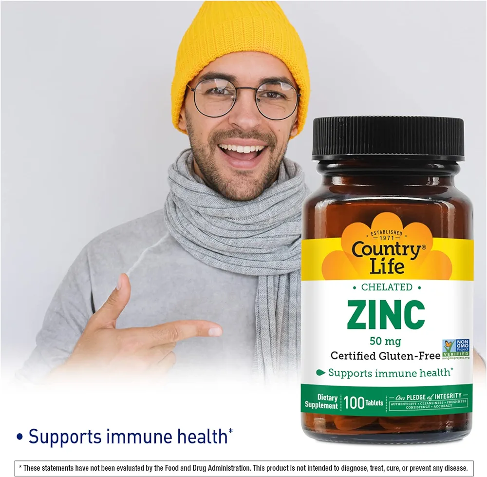 Country Life - Chelated Zinc, 50 mg - 100 Tablets - Image 4