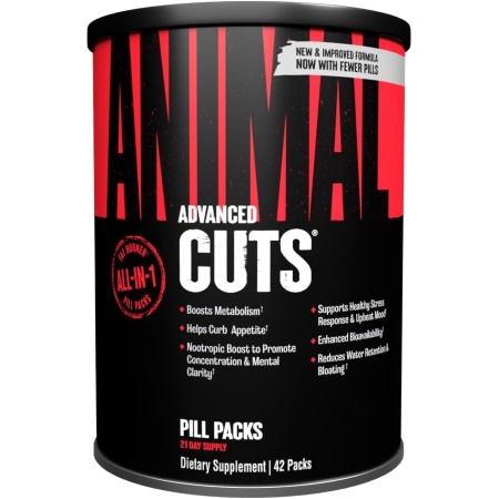 Animal Cuts – All-in-one Complete Fat Burner Supplement with Thermogenic and Metabolism Support - Energy Booster, Raspberry Ketones and Thyroid Complex – 42 Count