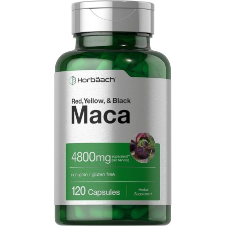 Horbäach Maca Root Capsules 120 Pills High Potency Extract for Men and Women Non-GMO and Gluten Free Formula
