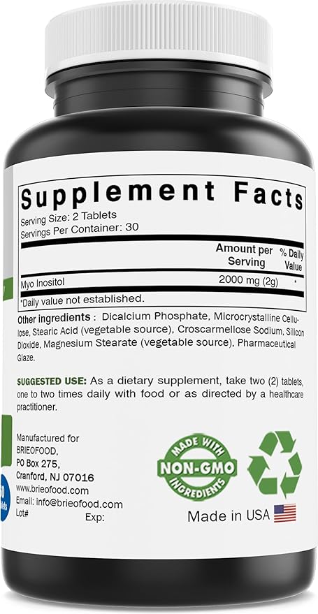 Brieofood Myo Inositol 2000 mg per serving - 60 Tablets