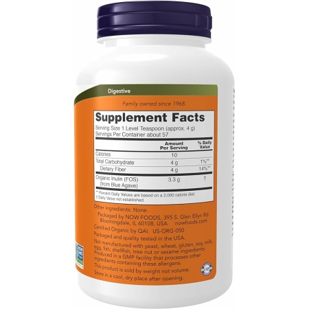 NOW Supplements, Inulin Prebiotic Pure Powder
