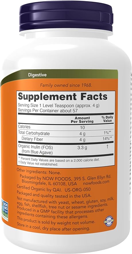 NOW Supplements, Inulin Prebiotic Pure Powder