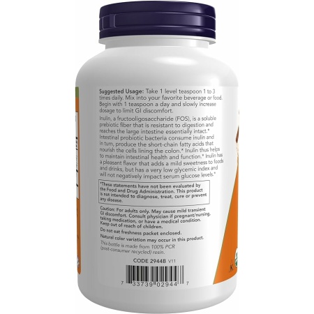 NOW Supplements, Inulin Prebiotic Pure Powder