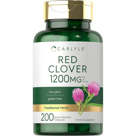 Carlyle Red Clover Capsules 1200mg | 200 Count | Trifolium Pratense | Non-GMO, Gluten Free | Red Clover Blossom Extract Supplement