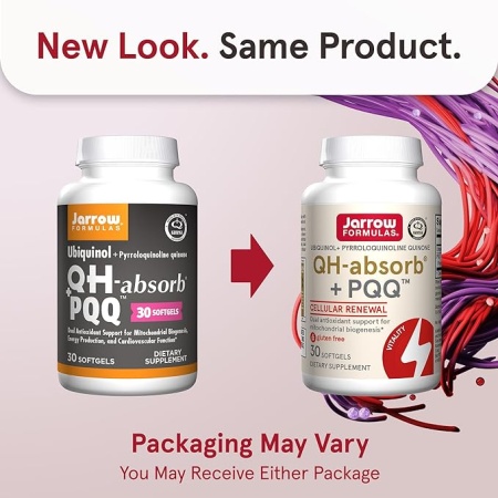 Jarrow Formulas QH-absorb + PQQ, Antioxidant Support for Mitochondrial Biogenesis, Cellular Energy Production and Cardiovascular Health, 30 Softgels