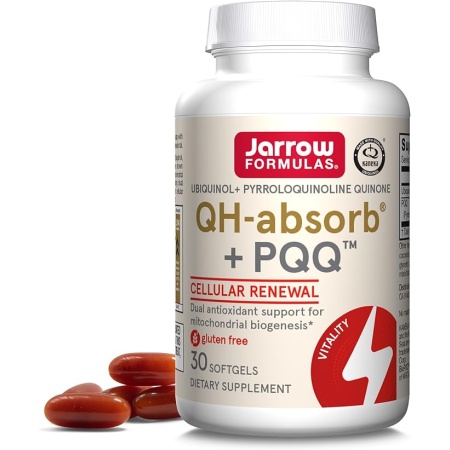 Jarrow Formulas QH-absorb + PQQ, Antioxidant Support for Mitochondrial Biogenesis, Cellular Energy Production and Cardiovascular Health, 30 Softgels
