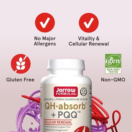 Jarrow Formulas QH-absorb + PQQ, Antioxidant Support for Mitochondrial Biogenesis, Cellular Energy Production and Cardiovascular Health, 30 Softgels