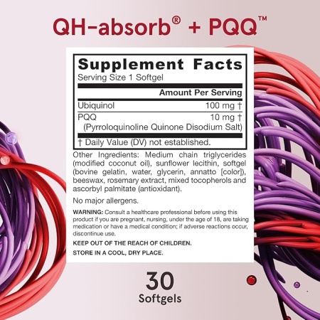 Jarrow Formulas QH-absorb + PQQ, Antioxidant Support for Mitochondrial Biogenesis, Cellular Energy Production and Cardiovascular Health, 30 Softgels
