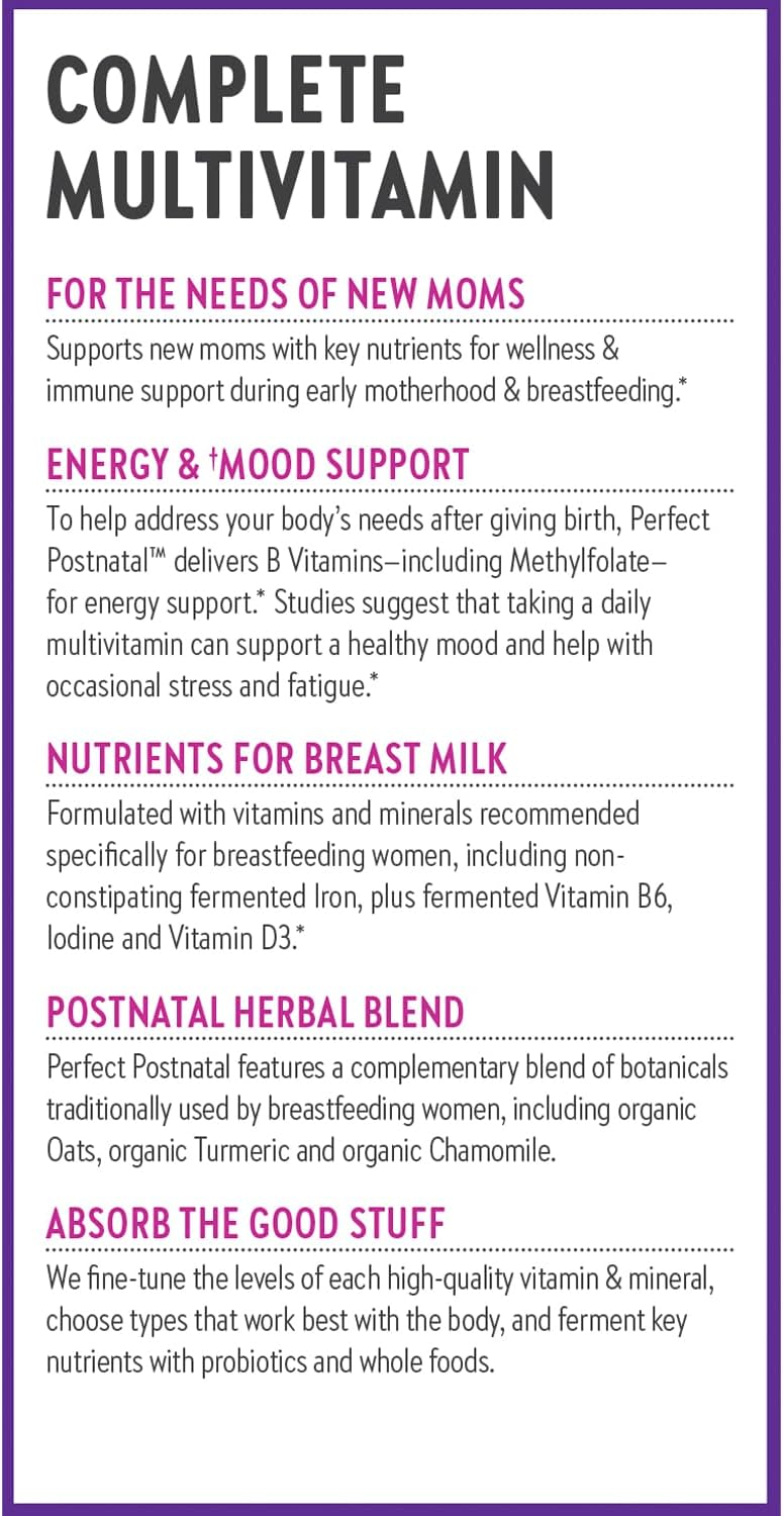 New Chapter Postnatal Vitamins Complete Lactation & Recovery Support, benefits
