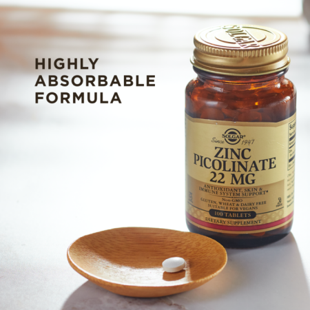 Solgar Zinc Picolinate 22 mg, 100 Tablets