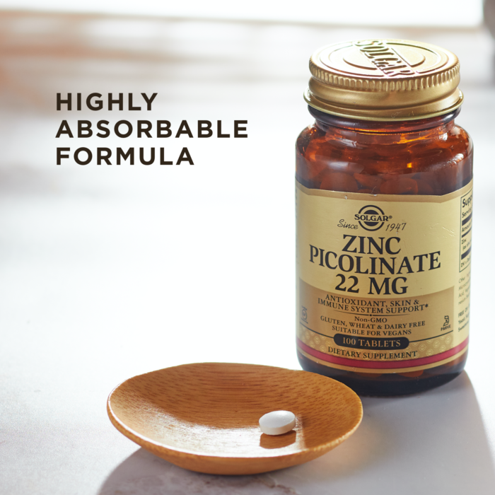 Solgar Zinc Picolinate 22 mg, 100 Tablets