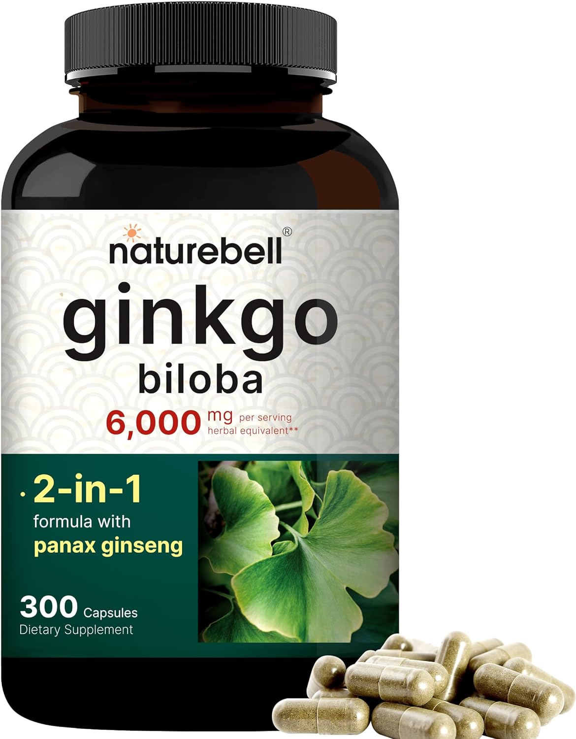 NatureBell Ginkgo Biloba 6,000mg, 300 Capsules