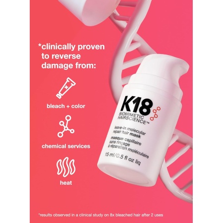 K18 Leave-In Molecular Hair Mask, Repairs Dry or Damaged Hair