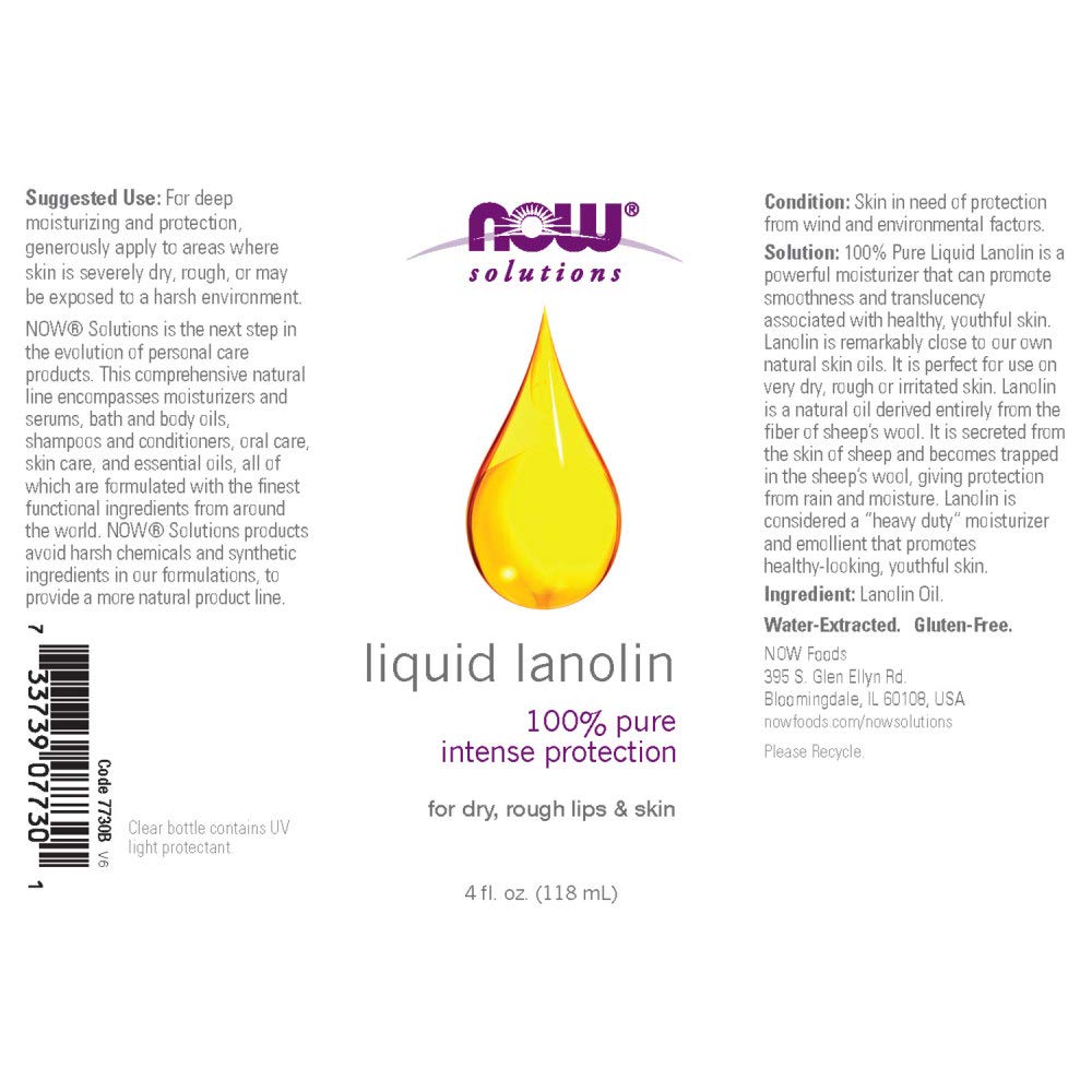 NOW Liquid Lanolin Pure, 118 ml - Image 2
