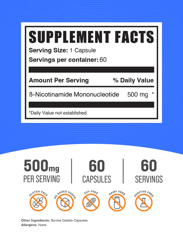BulkSupplements NMN, 60 Capsules - Image 3